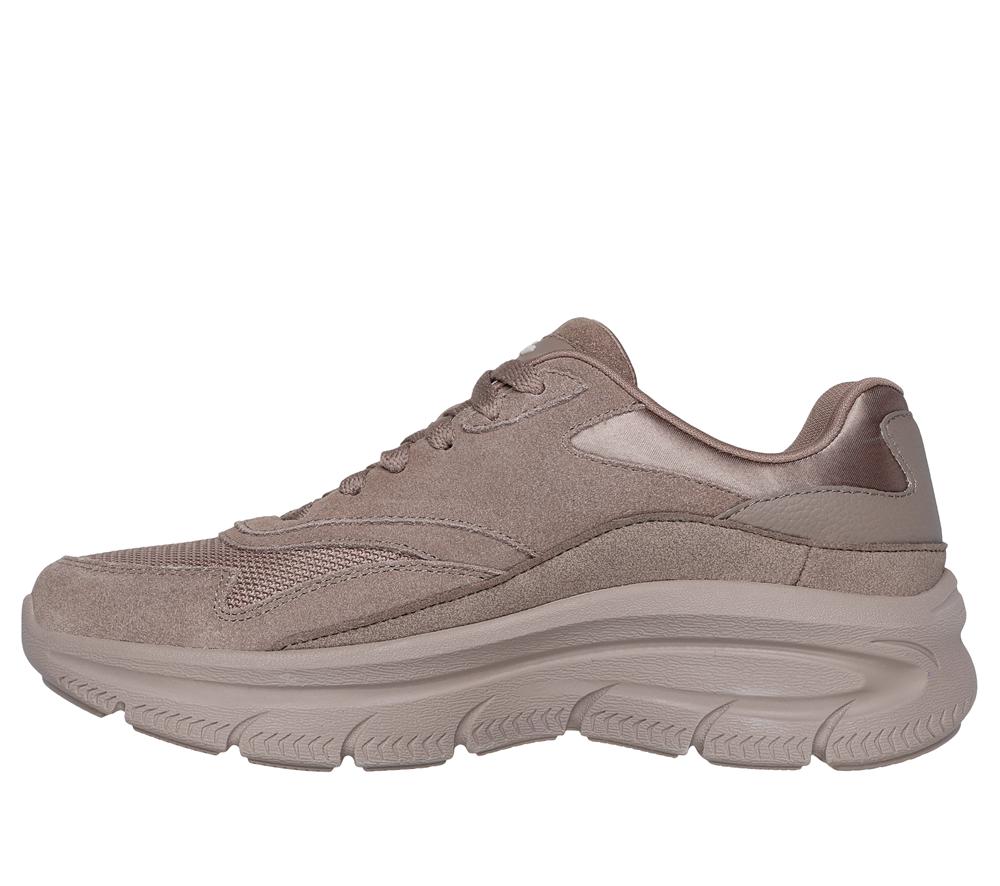 Women Skechers Relaxed Fit: Modern D'Lux - Free Mind Lace Up Shoes Dark Taupe  USA |  2169-CTJKI