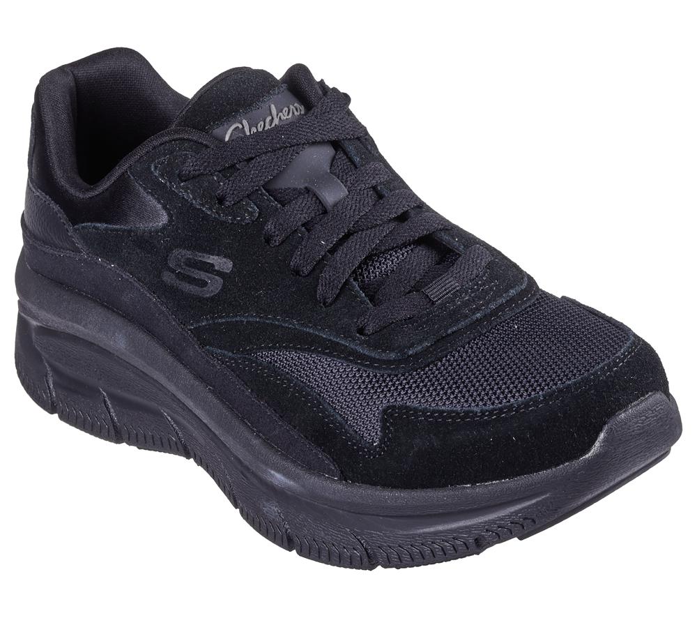 Women Skechers Relaxed Fit: Modern D'Lux - Free Mind Lace Up Shoes Black  USA |  2354-TCNHG