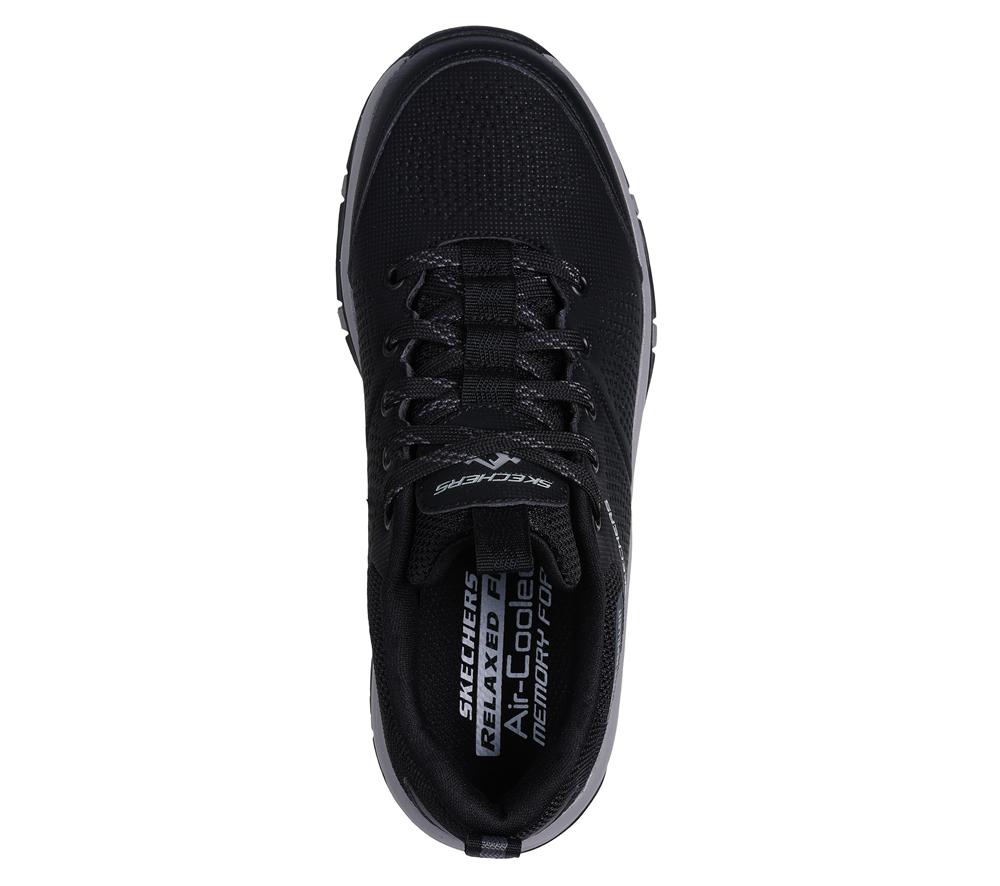 Women Skechers Relaxed Fit: Trego - Trail Destiny Lace Up Shoes Black / Charcoal  USA |  7029-GOBVN