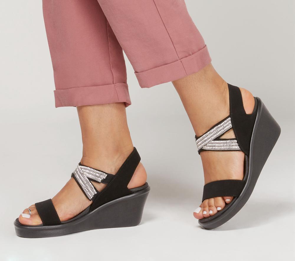 Women Skechers Rumble On - Chart Topper Sandals Black  USA |  0527-AYOSD