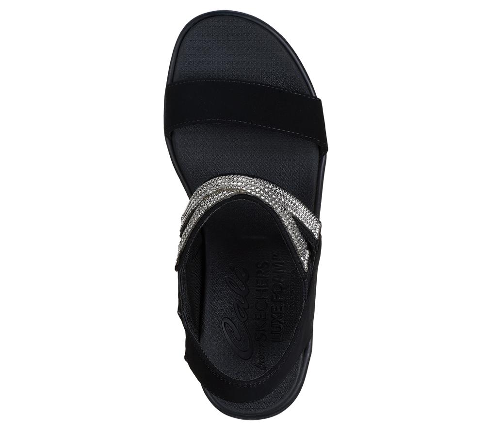 Women Skechers Rumble On - Chart Topper Sandals Black  USA |  0527-AYOSD