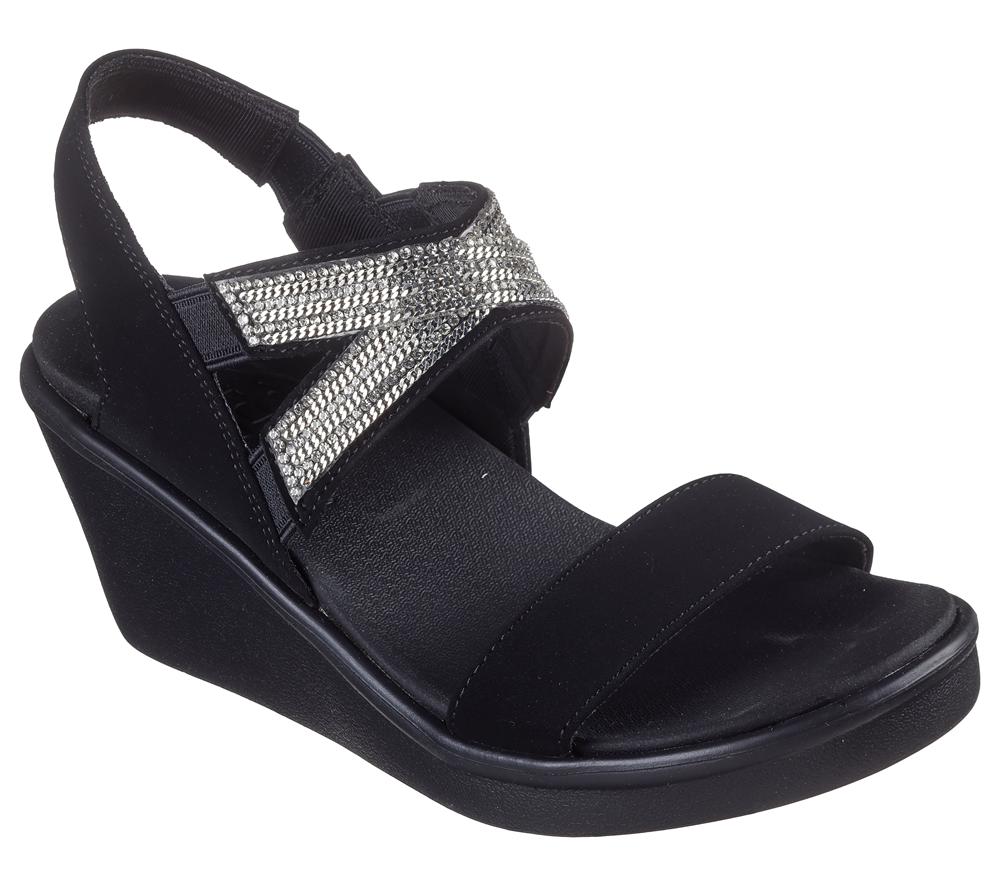 Women Skechers Rumble On - Chart Topper Sandals Black  USA |  0527-AYOSD