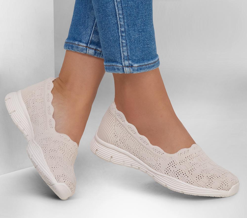 Women Skechers Seager - Higherself Flat Shoes Natural White  USA |  2058-CHJIV