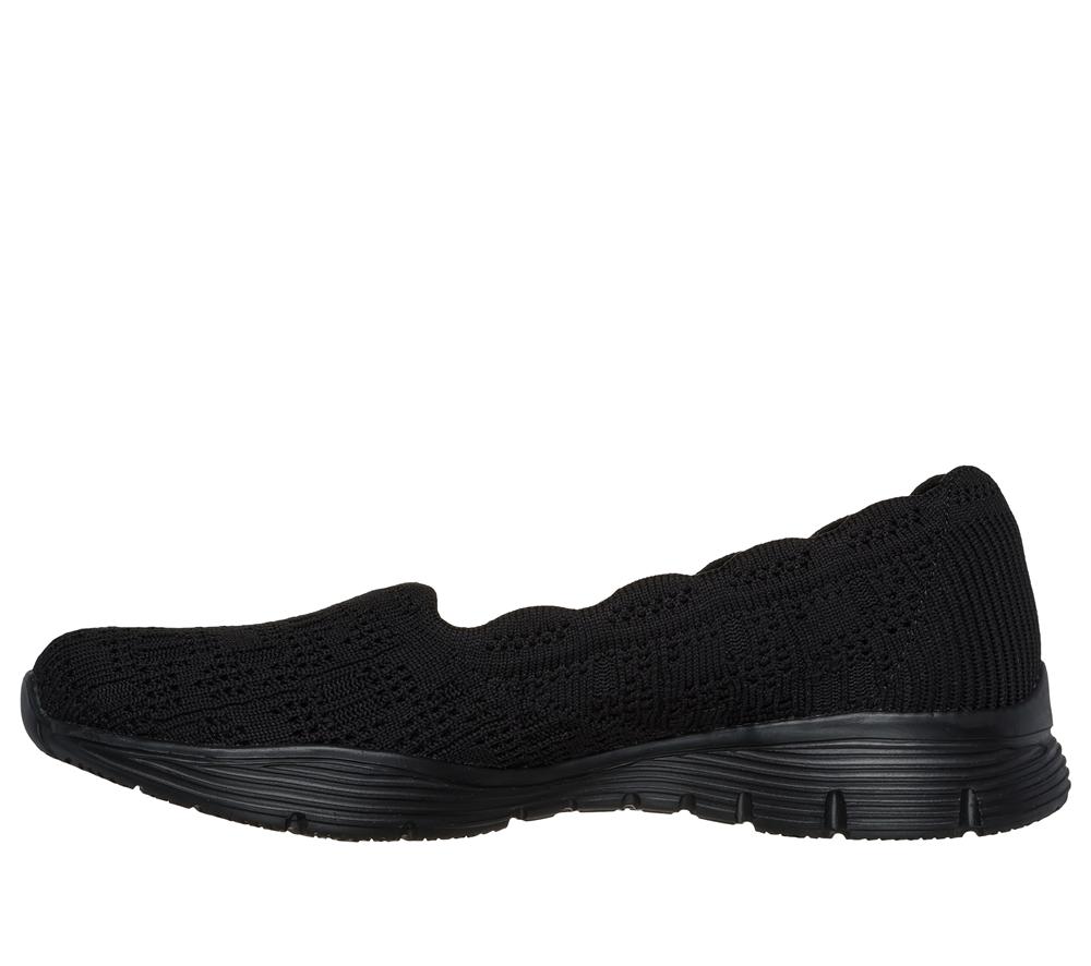 Women Skechers Seager - Higherself Slip On Shoes Black  USA |  9208-OPUFA