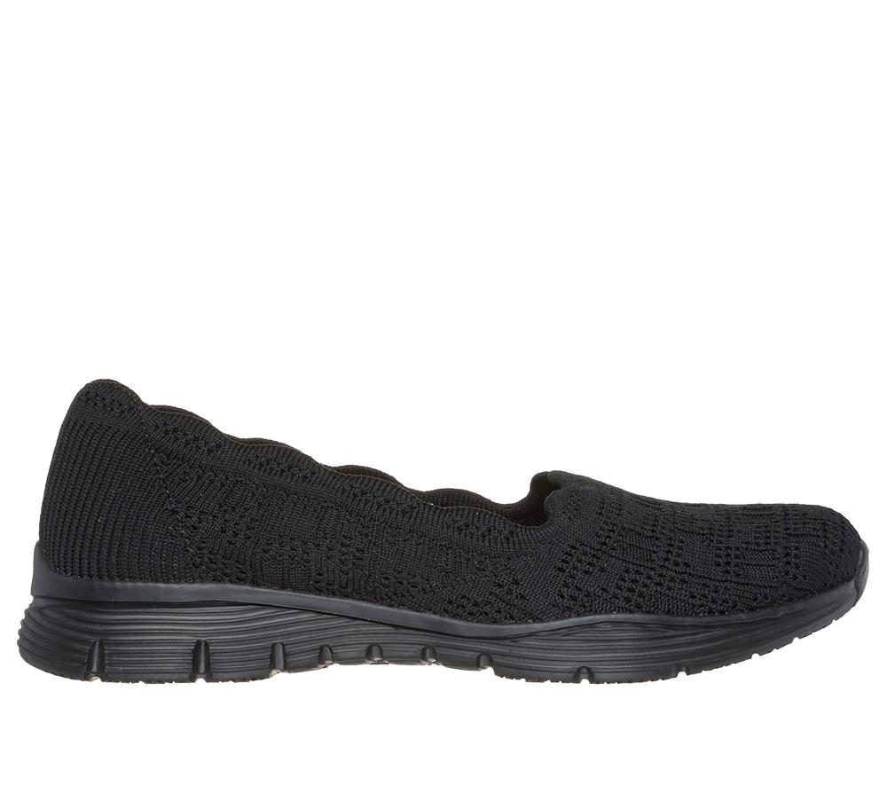 Women Skechers Seager - Higherself Slip On Shoes Black  USA |  9208-OPUFA