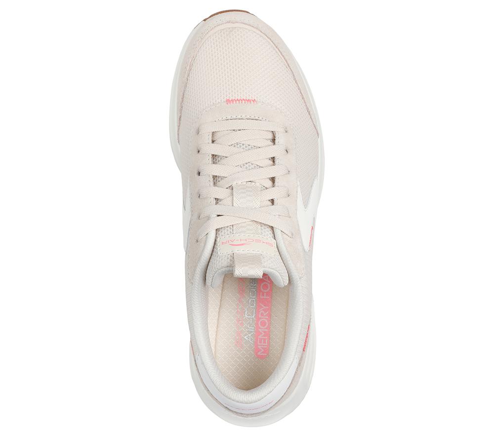Women Skechers Skech-Air Court - Air Wave Lace Up Shoes Natural / Hot Pink  USA |  1052-AHRXN