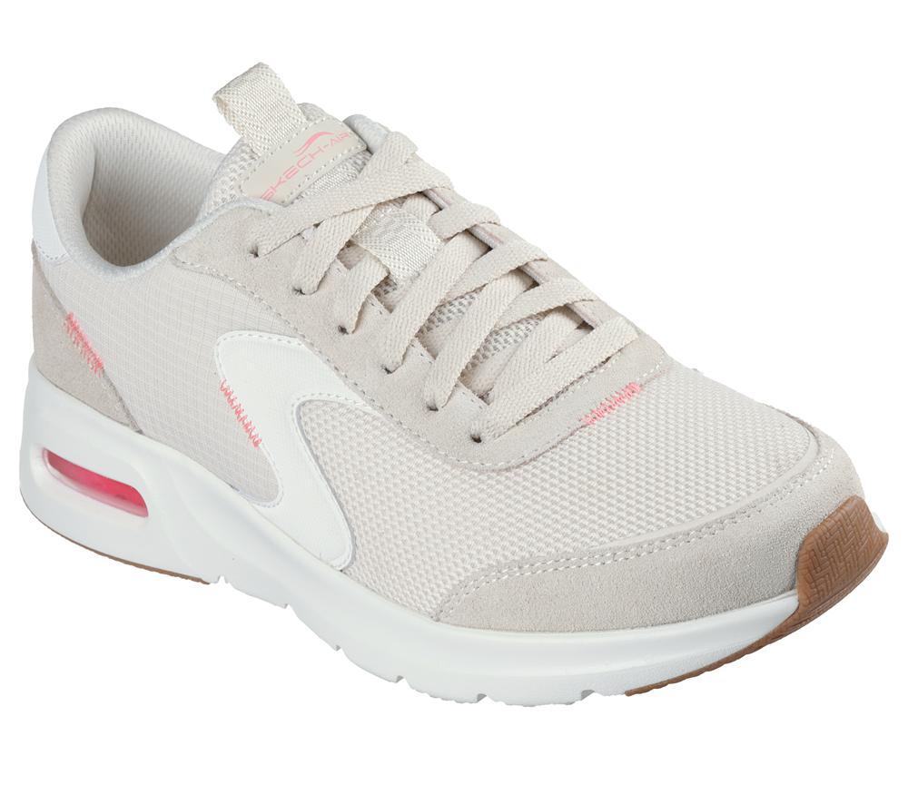 Women Skechers Skech-Air Court - Air Wave Lace Up Shoes Natural / Hot Pink  USA |  1052-AHRXN