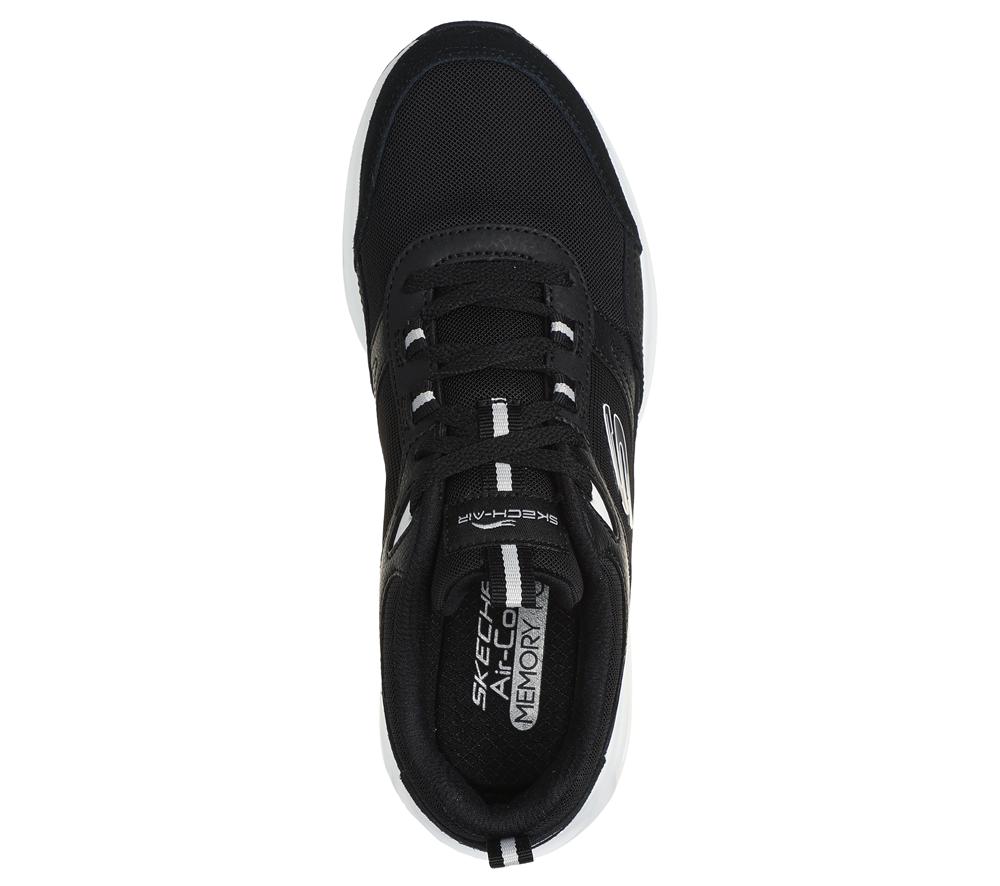 Women Skechers Skech-Air Court - Retro Avenue Lace Up Shoes Black / White  USA |  6438-KAPWI