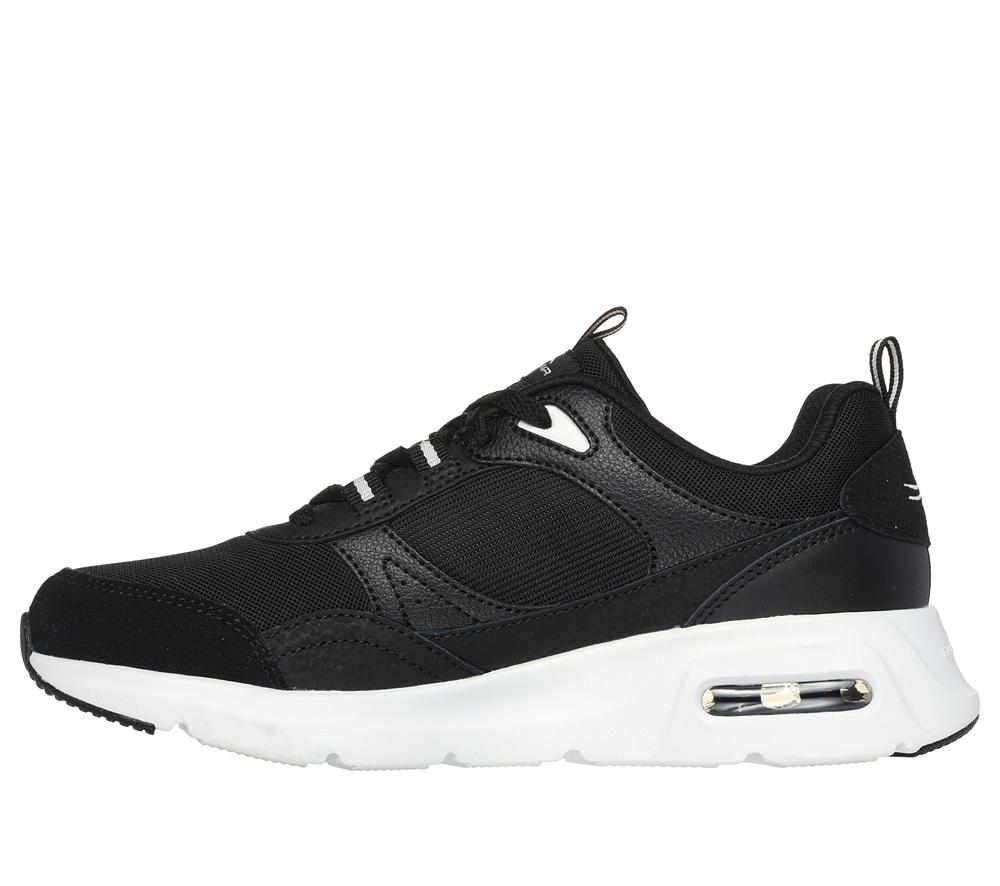 Women Skechers Skech-Air Court - Retro Avenue Lace Up Shoes Black / White  USA |  6438-KAPWI