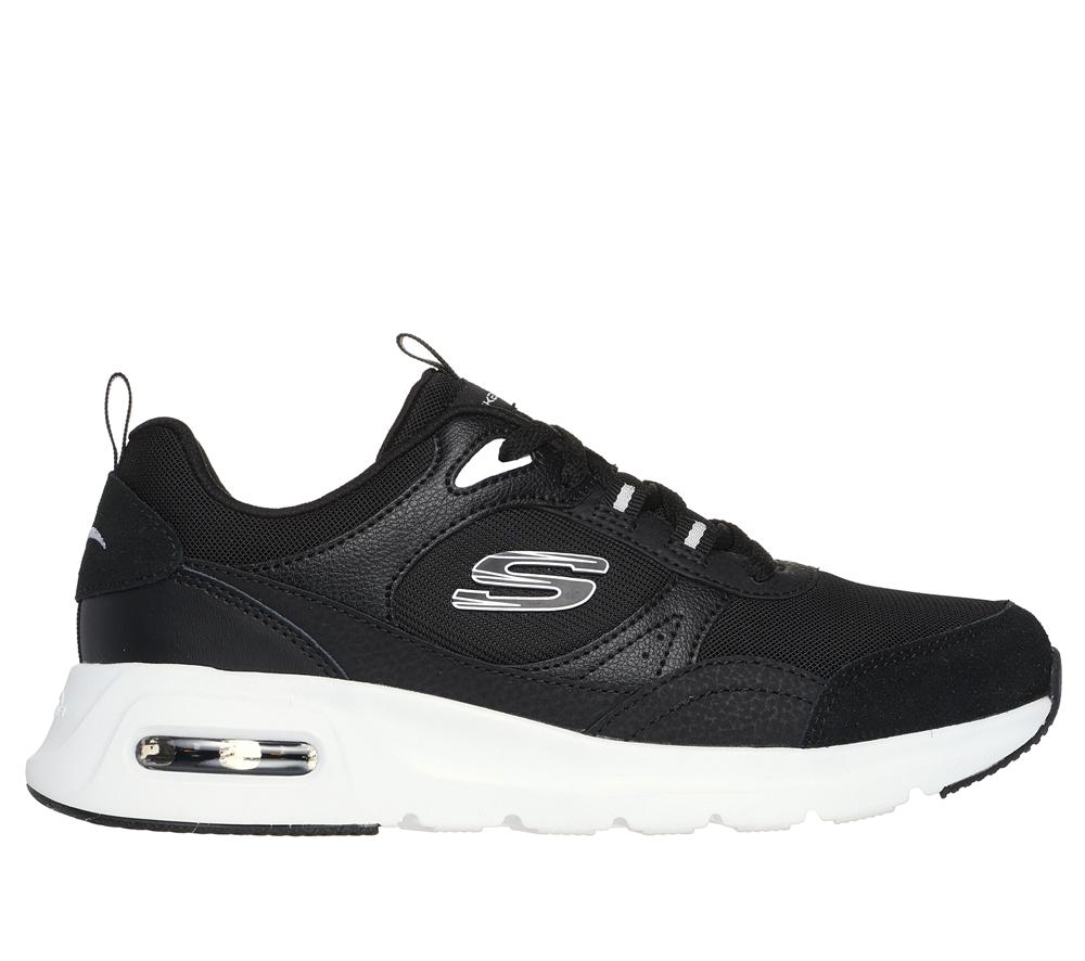 Women Skechers Skech-Air Court - Retro Avenue Lace Up Shoes Black / White  USA |  6438-KAPWI