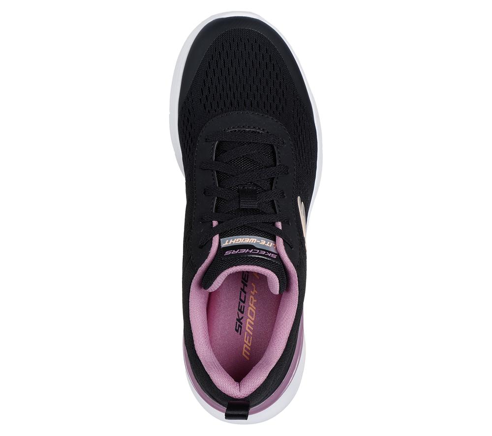 Women Skechers Skech-Air Dynamight 2.0 - New Heights Lace Up Shoes Black / Mauve  USA |  6140-KGCHI