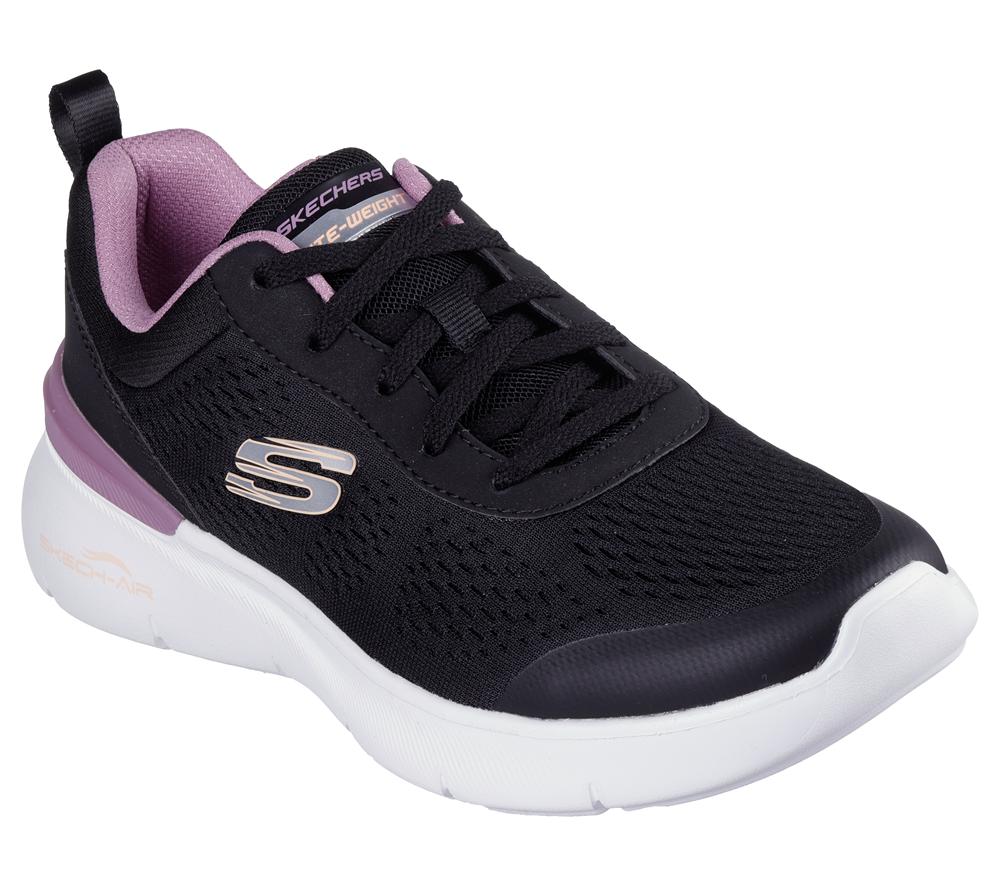 Women Skechers Skech-Air Dynamight 2.0 - New Heights Lace Up Shoes Black / Mauve  USA |  6140-KGCHI