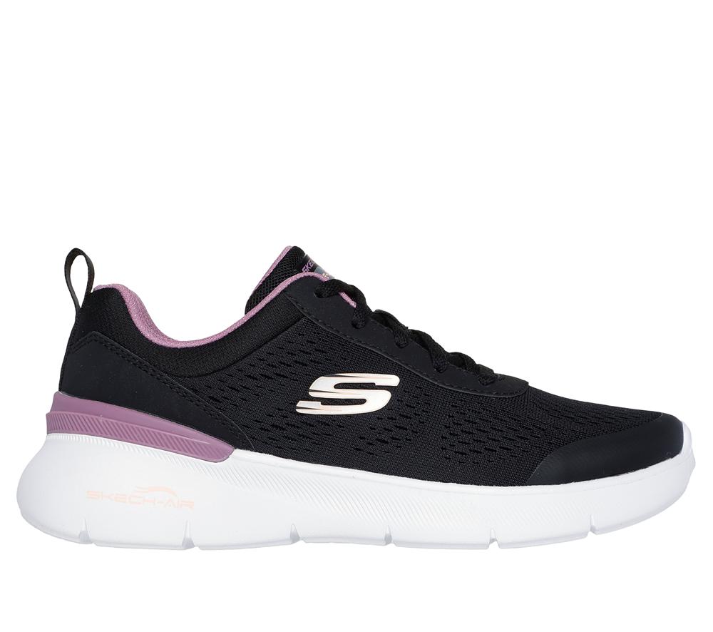 Women Skechers Skech-Air Dynamight 2.0 - New Heights Lace Up Shoes Black / Mauve  USA |  6140-KGCHI