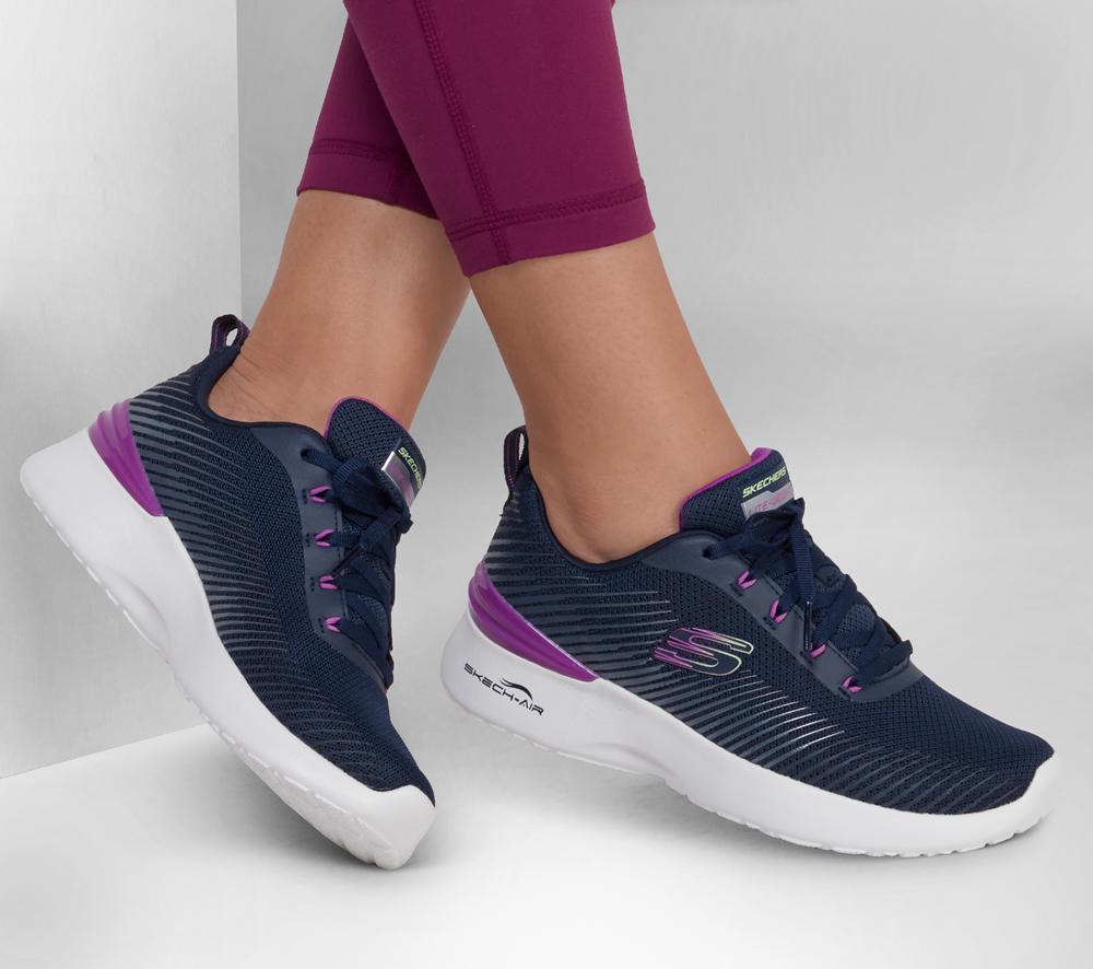 Women Skechers Skech-Air Dynamight - Luminosity Lace Up Shoes Navy / Purple  USA |  8612-IQJMY