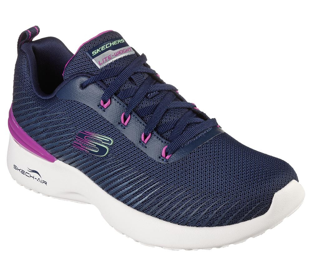 Women Skechers Skech-Air Dynamight - Luminosity Lace Up Shoes Navy / Purple  USA |  8612-IQJMY
