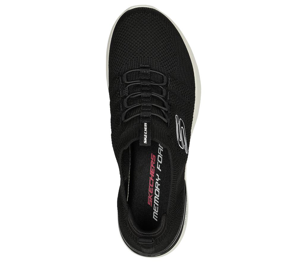 Women Skechers Skech-Air Dynamight - Perfect Steps Slip On Shoes Black / White  USA |  8057-PVXJK