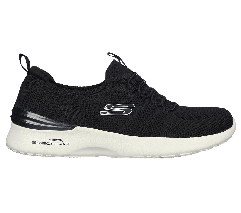 Women Skechers Skech-Air Dynamight - Perfect Steps Slip On Shoes Black / White  USA |  8057-PVXJK