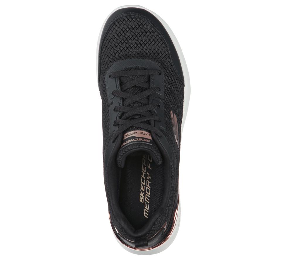 Women Skechers Skech-Air Dynamight - The Halcyon Lace Up Shoes Black / Rose Gold  USA |  0962-BSTQM