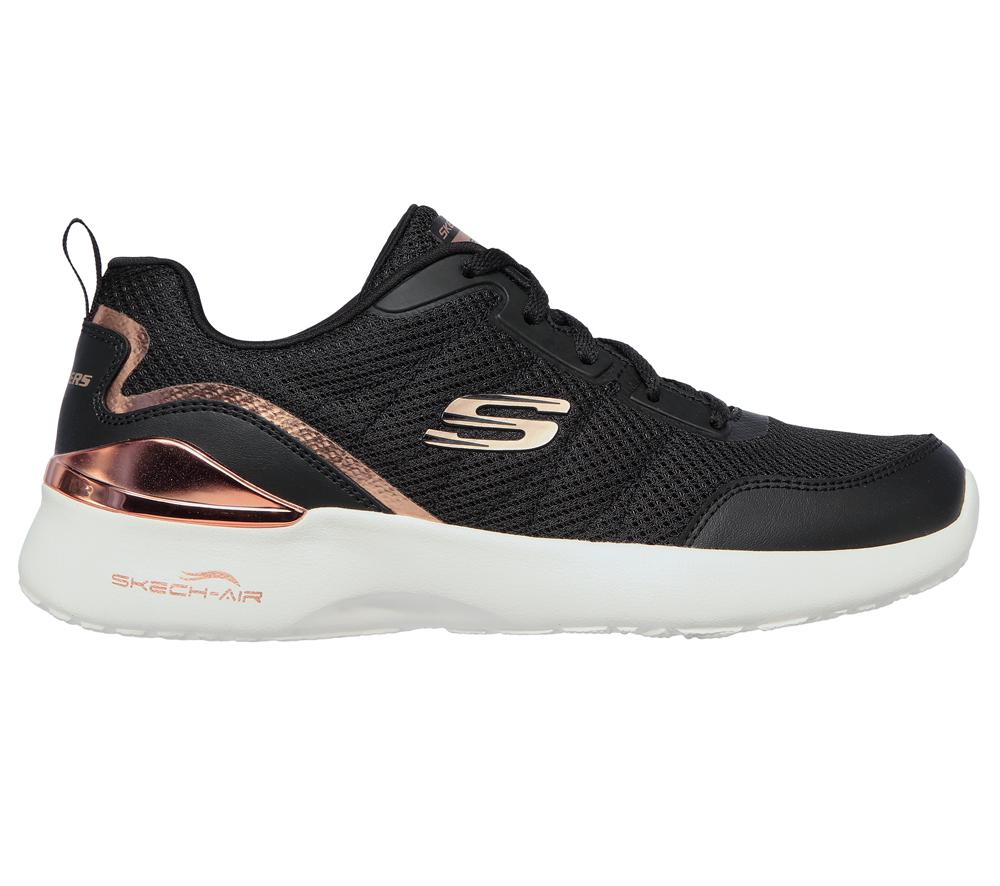 Women Skechers Skech-Air Dynamight - The Halcyon Lace Up Shoes Black / Rose Gold  USA |  0962-BSTQM