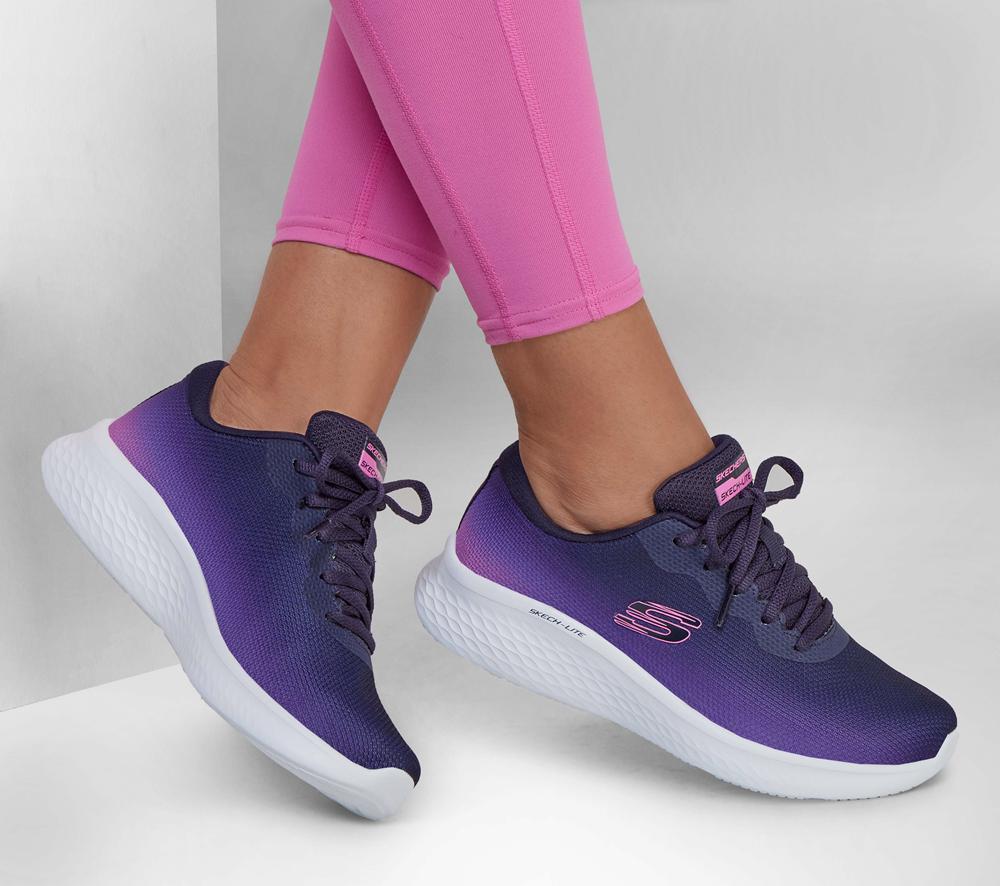 Women Skechers Skech-Lite Pro - Fade Out Lace Up Shoes Navy / Hot Pink  USA |  9321-KMHYD