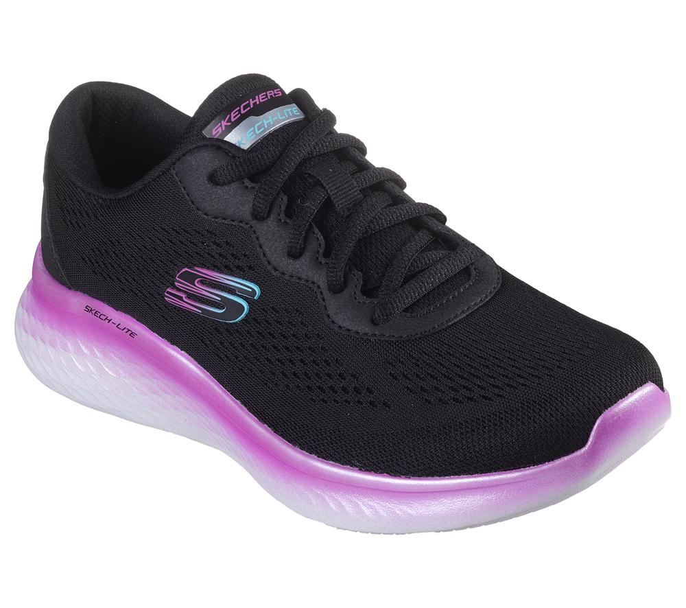 Women Skechers Skech-Lite Pro - Stunning Steps Lace Up Shoes Black / Purple  USA |  1350-PLVIR