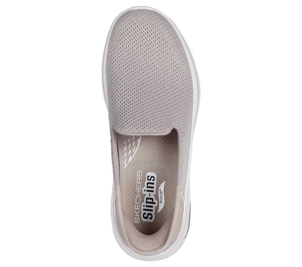 Women Skechers Slip-Ins: GO WALK Arch Fit 2.0 - Delara Hands Free Slip Ins Taupe Brown  USA |  8102-VDSBI
