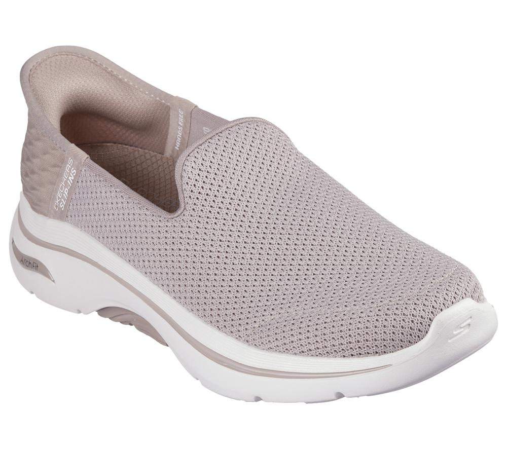Women Skechers Slip-Ins: GO WALK Arch Fit 2.0 - Delara Hands Free Slip Ins Taupe Brown  USA |  8102-VDSBI