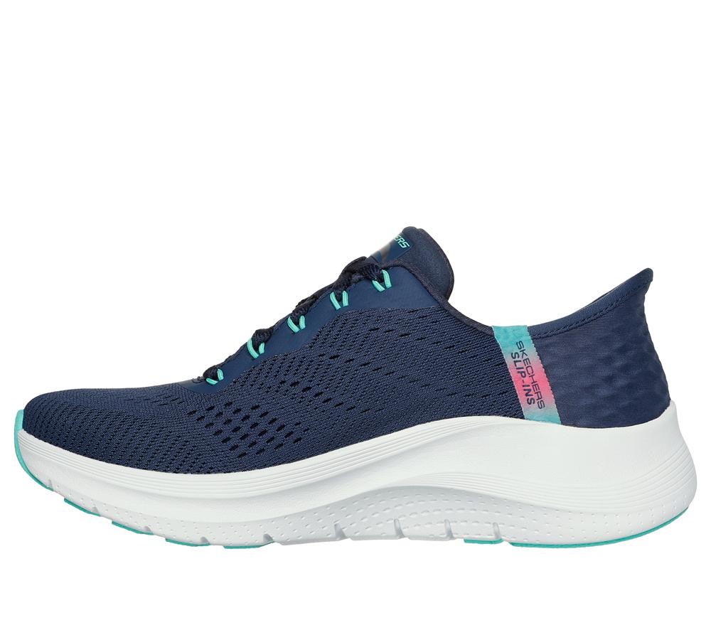 Women Skechers Slip-ins: Arch Fit 2.0 - Easy Chic Slip On Shoes Navy / Turquoise  USA |  9182-DSATN