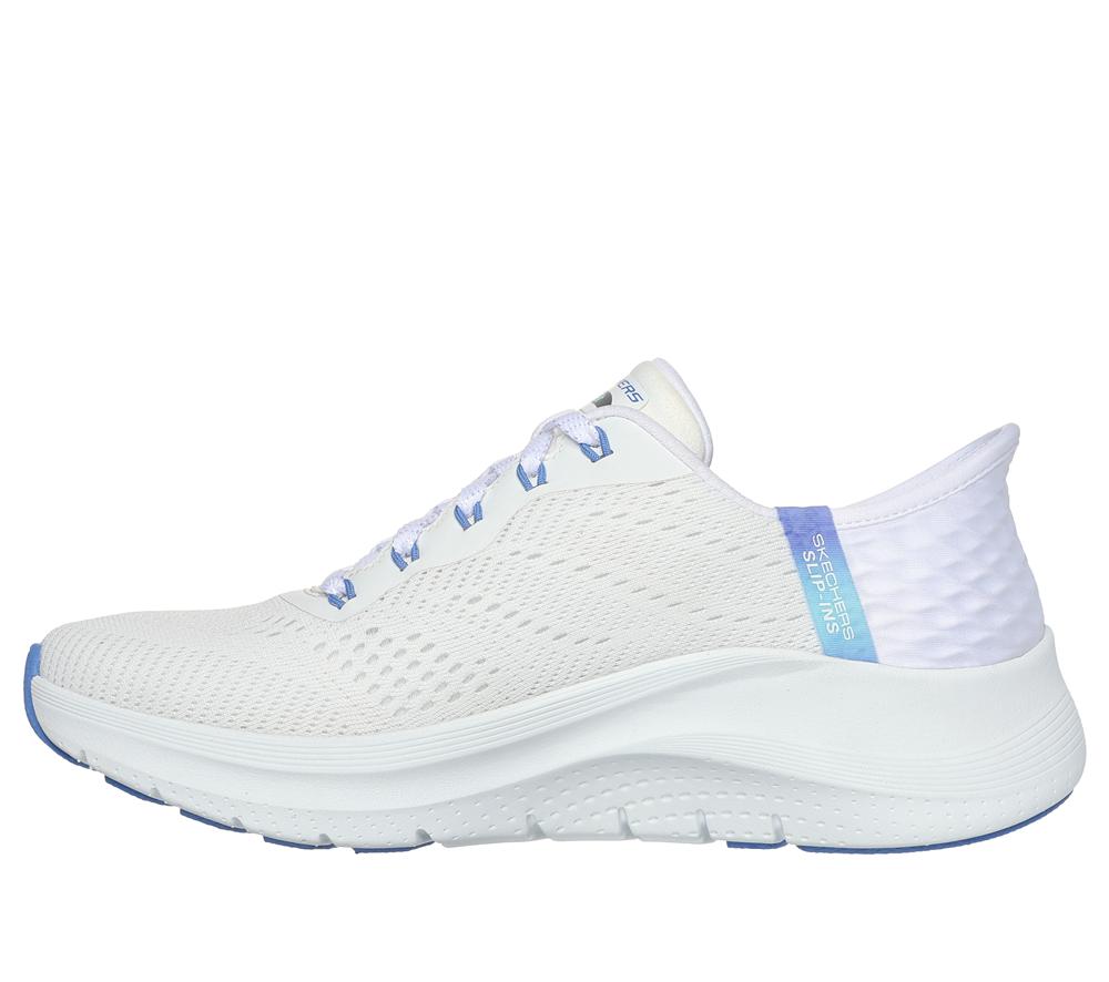 Women Skechers Slip-ins: Arch Fit 2.0 - Easy Chic Hands Free Slip Ins White / Blue  USA |  8729-RYHWZ