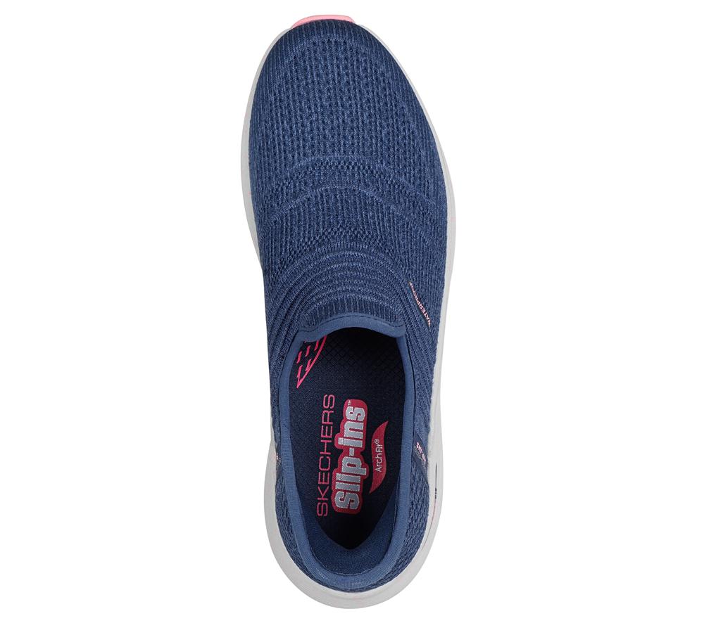 Women Skechers Slip-ins: Arch Fit 2.0 - Right as Rain Slip On Shoes Navy / Pink  USA |  1284-HADNR