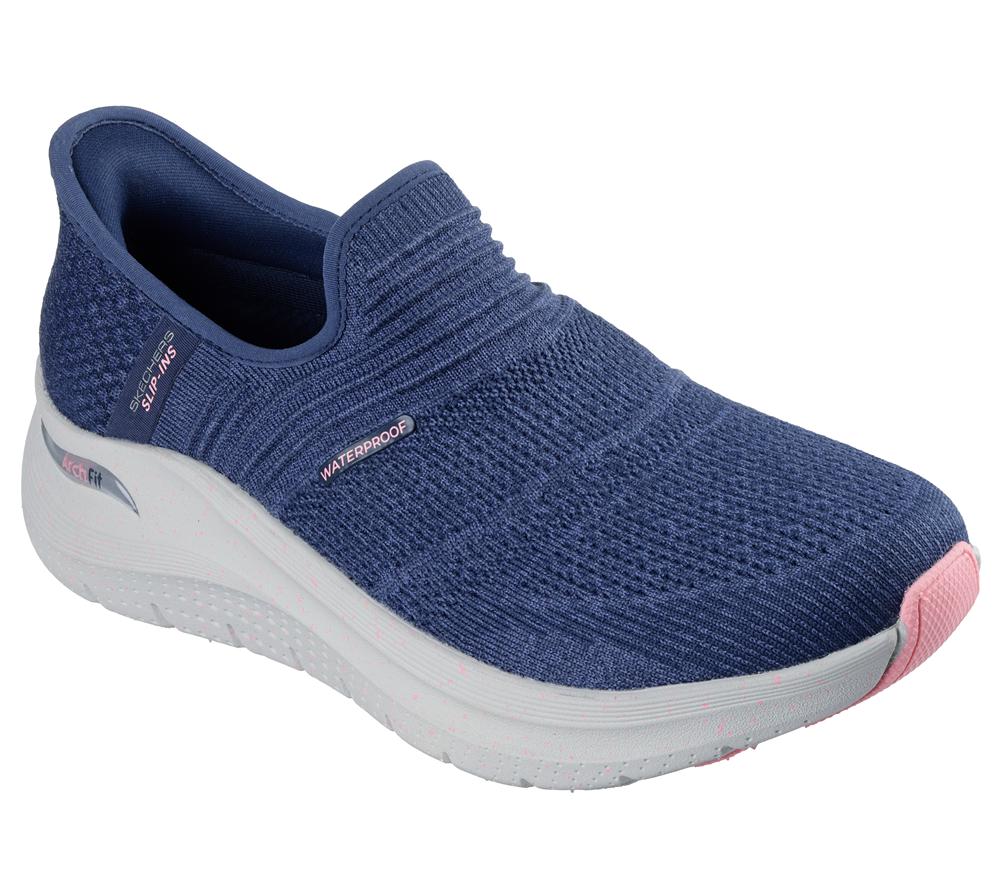 Women Skechers Slip-ins: Arch Fit 2.0 - Right as Rain Slip On Shoes Navy / Pink  USA |  1284-HADNR