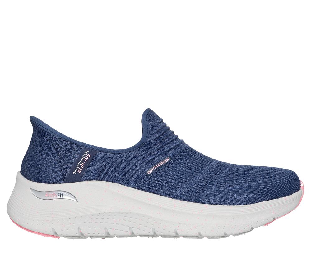 Women Skechers Slip-ins: Arch Fit 2.0 - Right as Rain Slip On Shoes Navy / Pink  USA |  1284-HADNR