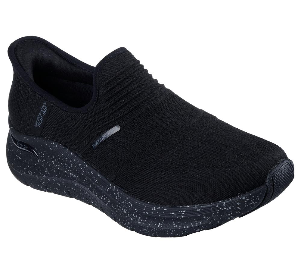 Women Skechers Slip-ins: Arch Fit 2.0 - Right as Rain Slip On Shoes Black  USA |  6143-FDYRS