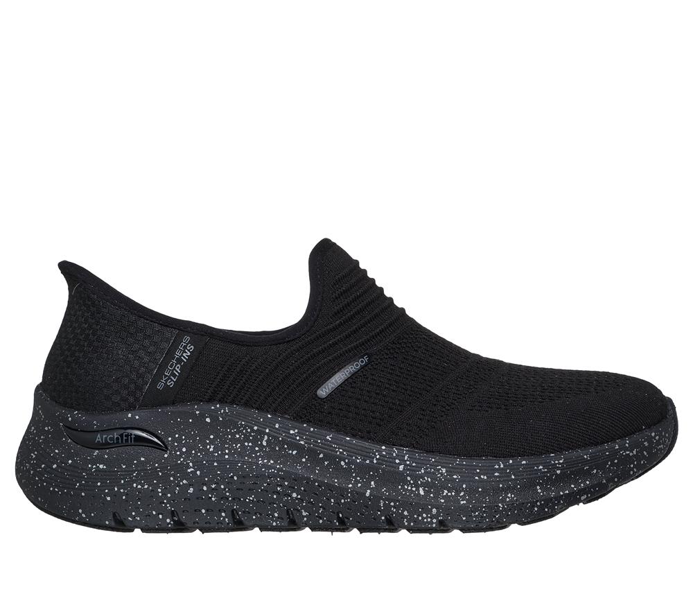 Women Skechers Slip-ins: Arch Fit 2.0 - Right as Rain Slip On Shoes Black  USA |  6143-FDYRS