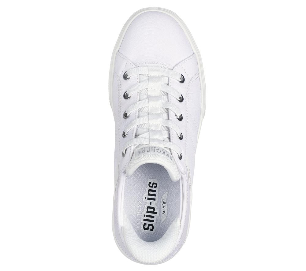 Women Skechers Slip-ins: Arch Fit Arcade - Forever Cozy Canvas Shoes White  USA |  2196-DWBVQ