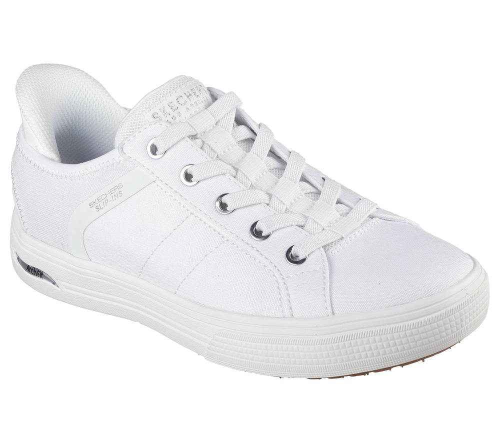 Women Skechers Slip-ins: Arch Fit Arcade - Forever Cozy Canvas Shoes White  USA |  2196-DWBVQ