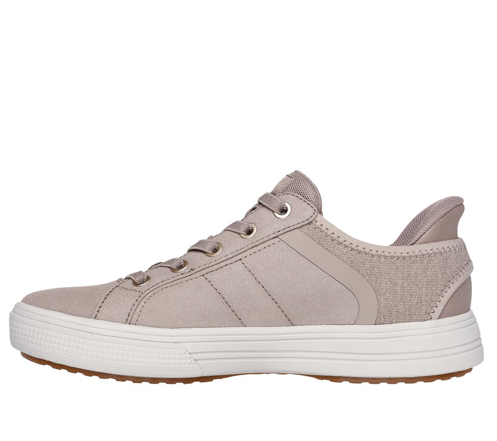 Women Skechers Slip-ins: Arch Fit Arcade - Forever Cozy Canvas Shoes Taupe Brown  USA |  5746-NBXAT