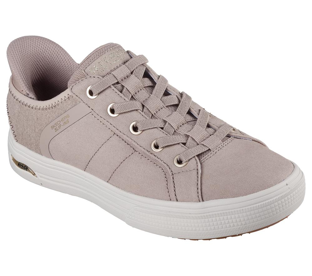 Women Skechers Slip-ins: Arch Fit Arcade - Forever Cozy Canvas Shoes Taupe Brown  USA |  5746-NBXAT