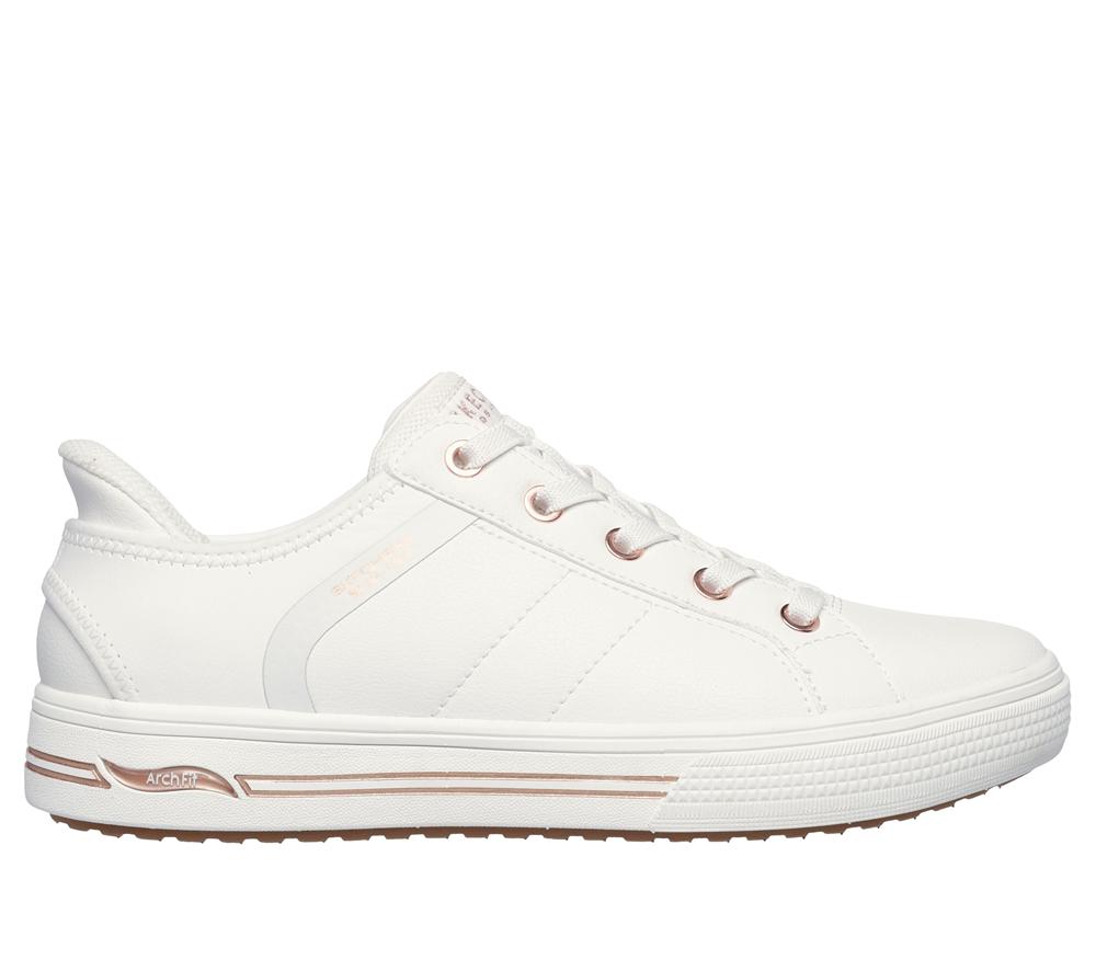 Women Skechers Slip-ins: Arch Fit Arcade - Ease-N Sneakers White  USA |  9718-XDINO
