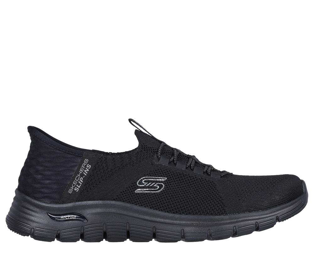 Women Skechers Slip-ins: Arch Fit Vista - Aspiration Slip On Shoes Black  USA |  4153-NOUFR