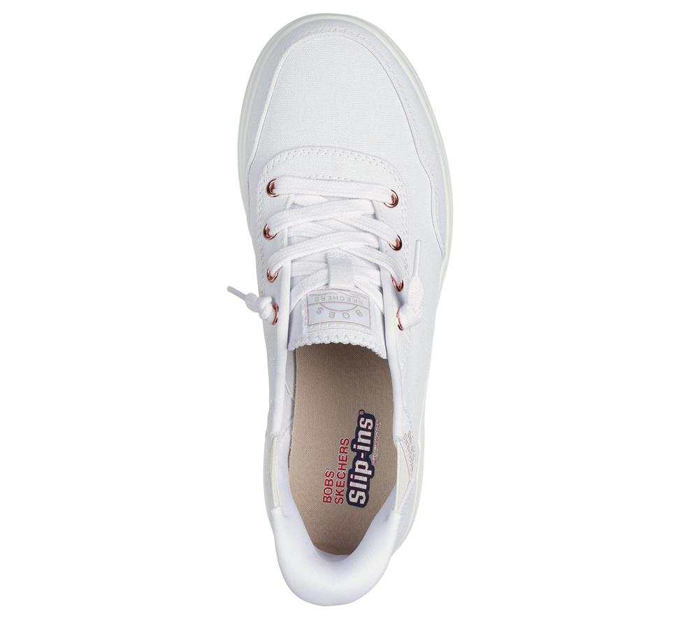 Women Skechers Slip-ins: BOBS Skip Cute - B Cute Sweet Canvas Shoes White  USA |  9238-WSNGC