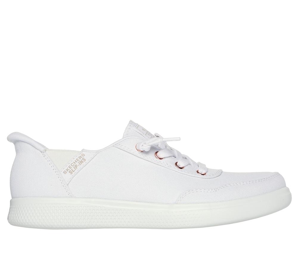 Women Skechers Slip-ins: BOBS Skip Cute - B Cute Sweet Canvas Shoes White  USA |  9238-WSNGC