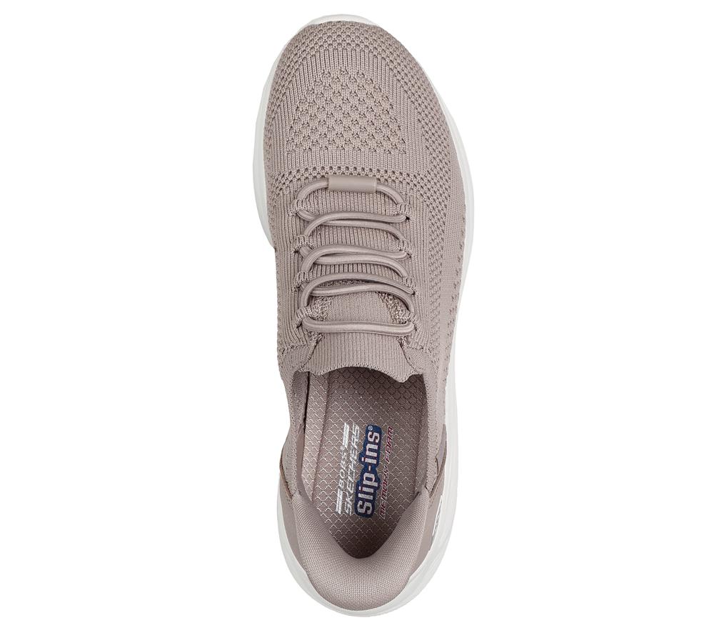 Women Skechers Slip-ins: BOBS Sport Sparrow 2.0 - Lucky Run Slip On Shoes Taupe Brown  USA |  3107-NRSIQ