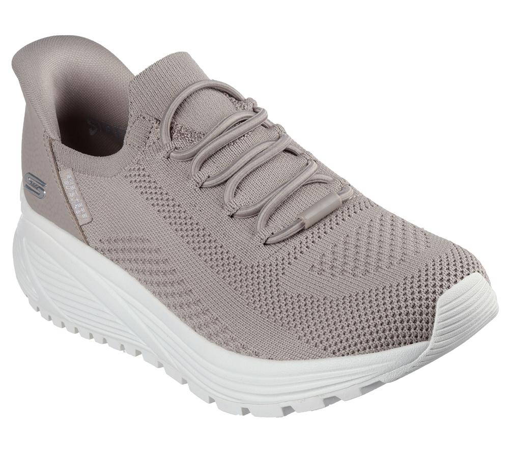 Women Skechers Slip-ins: BOBS Sport Sparrow 2.0 - Lucky Run Slip On Shoes Taupe Brown  USA |  3107-NRSIQ