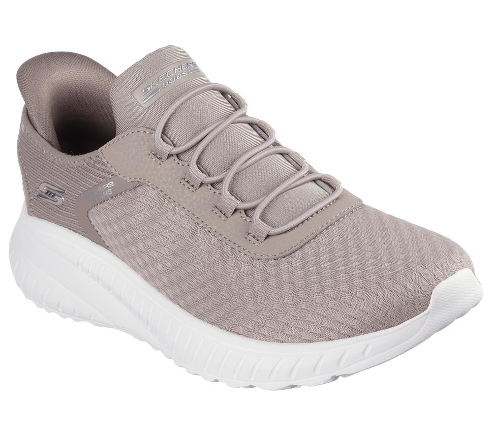 Women Skechers Slip-ins: BOBS Sport Squad Chaos Hands Free Slip Ins Taupe Brown  USA |  1758-JQFIO
