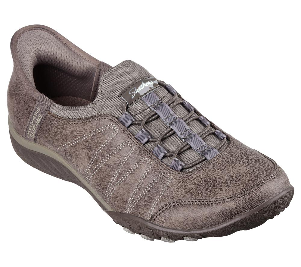 Women Skechers Slip-ins: Breathe-Easy - Home-Body Hands Free Slip Ins Dark Taupe  USA |  1429-EGANH