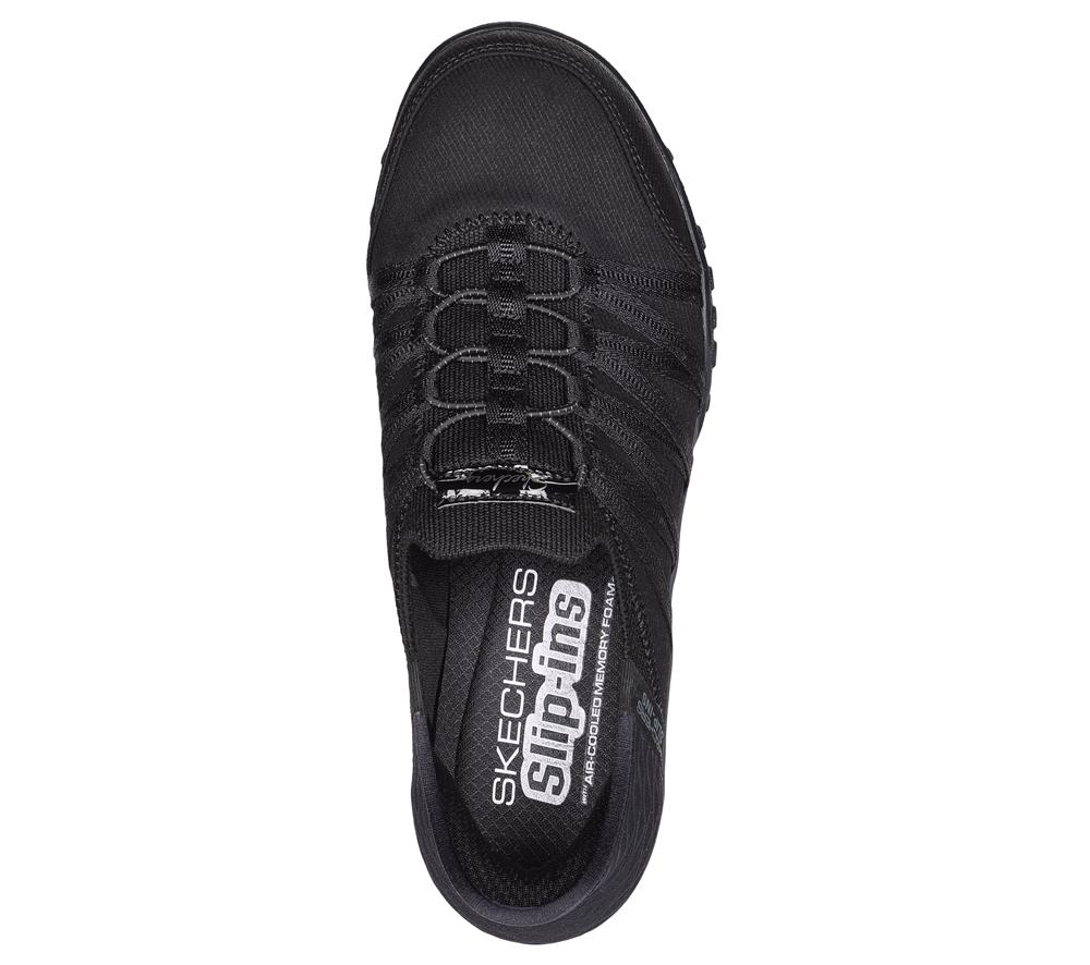 Women Skechers Slip-ins: Breathe-Easy - Roll-With-Me Slip On Shoes Black  USA |  2347-QIUBW