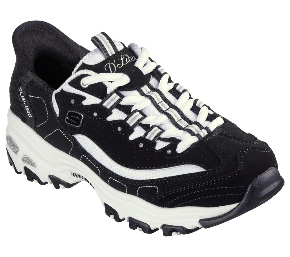 Women Skechers Slip-ins: D'Lites - New Classic Sneakers Black / White  USA |  5139-YAQLG