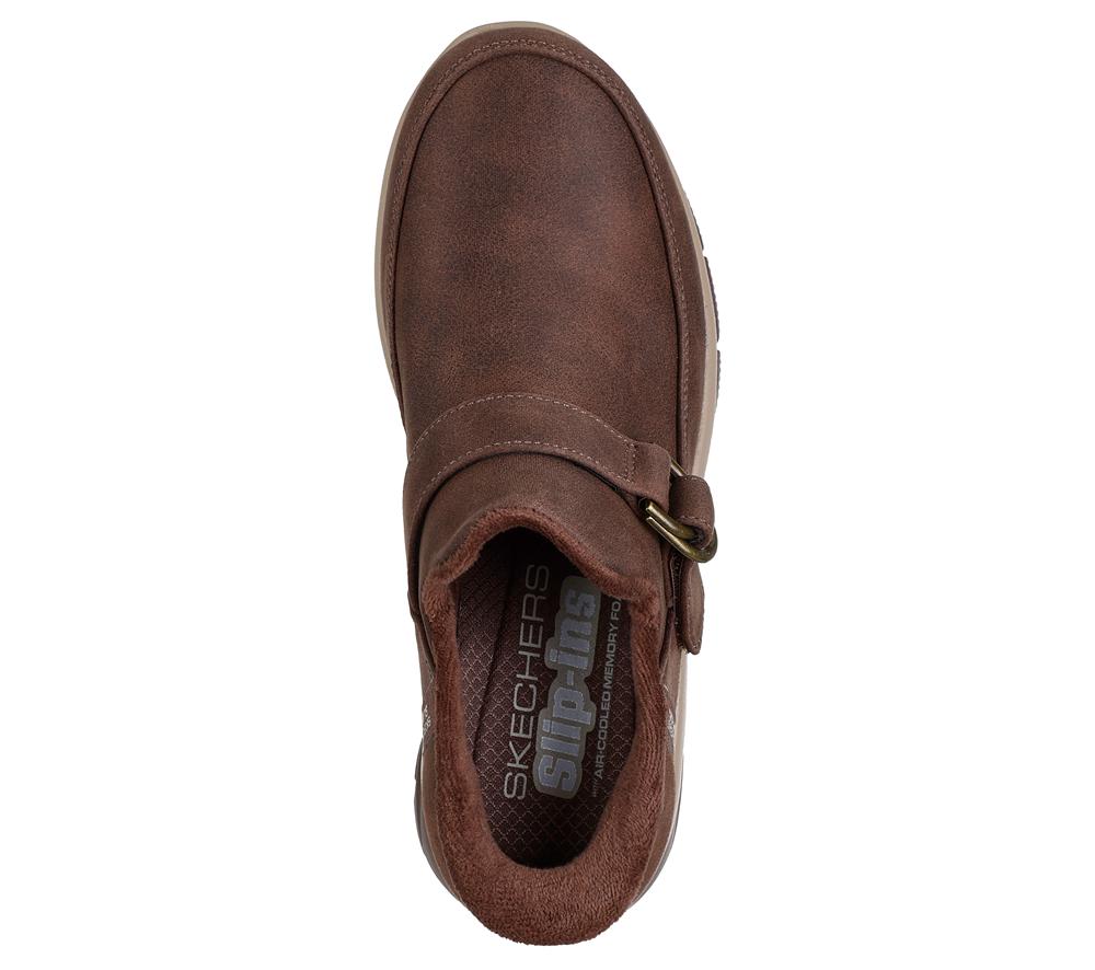 Women Skechers Slip-ins: Easy Going - Fun Habits Boots Chocolate Brown  USA |  7263-RSEPG