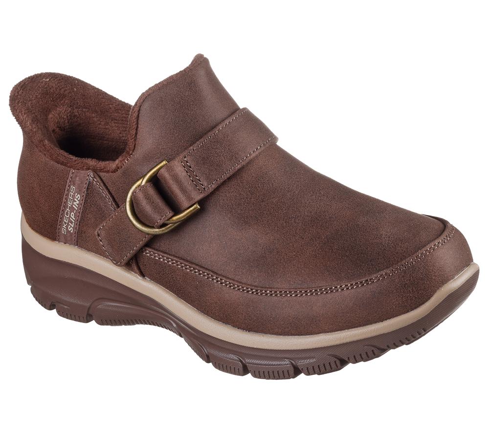 Women Skechers Slip-ins: Easy Going - Fun Habits Boots Chocolate Brown  USA |  7263-RSEPG